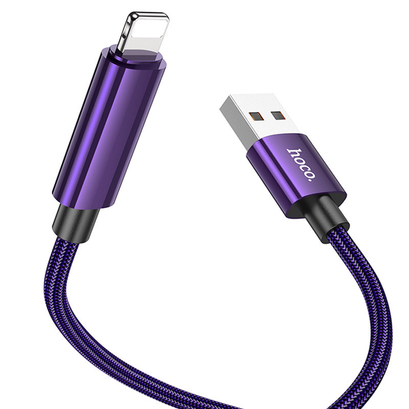 Фото Дата кабель Hoco U125 Benefit 2.4A USB to Lightning with display (1.2m) (Purple) в магазине vchehle.ua
