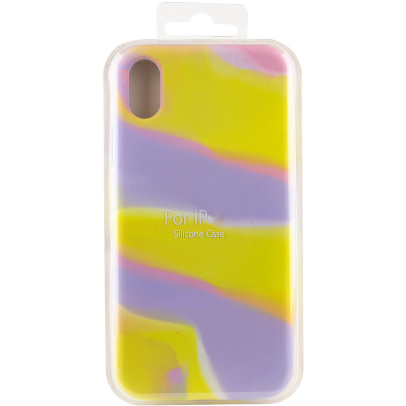Замовити Чохол Silicone case full Aquarelle на Apple iPhone X / XS (5.8") (Сиренево-желтый) на vchehle.ua