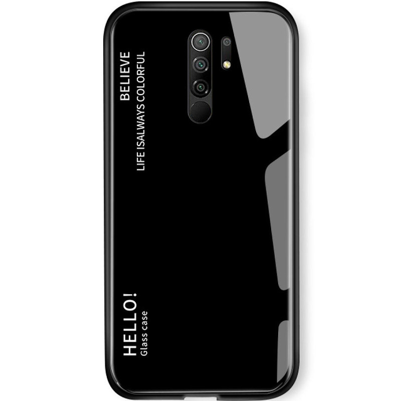 TPU+Glass чехол Gradient HELLO для Xiaomi Redmi 9 (Черный)