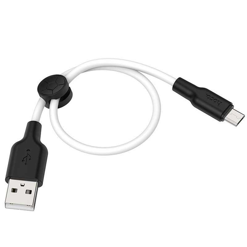 Фото Уцінка Дата кабель Hoco X21 Plus Silicone MicroUSB Cable (0.25m) (Пошкоджене пакування / Чорний / Білий) на vchehle.ua