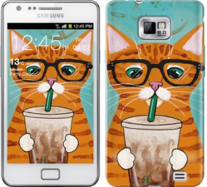 Чохол Зеленоокий кіт в окулярах на Samsung Galaxy S2 i9100