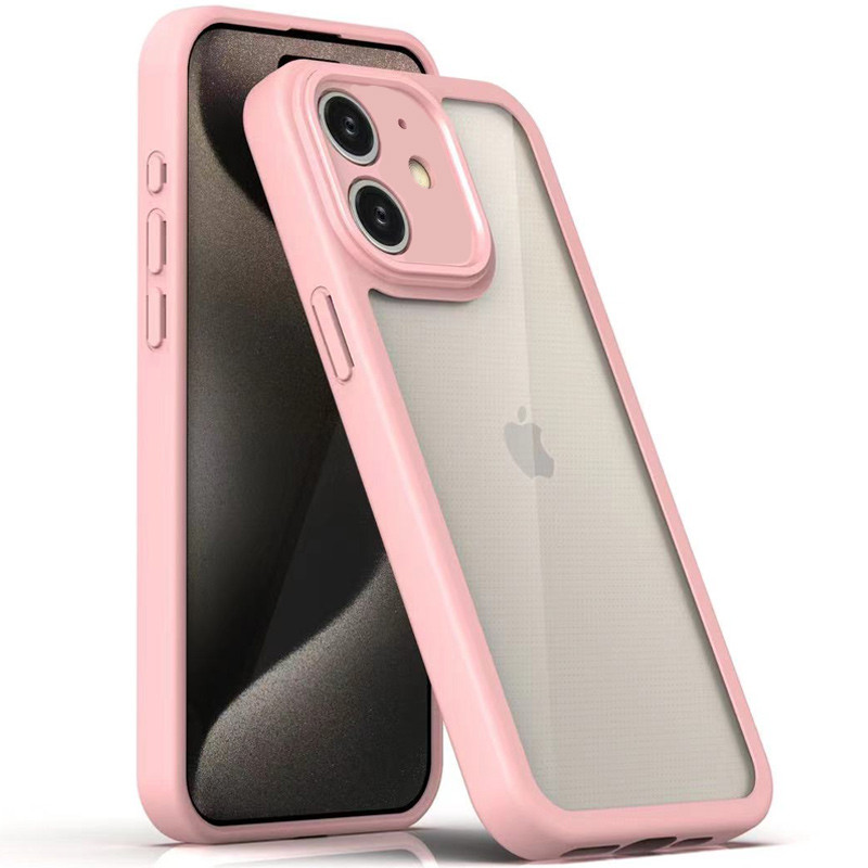 TPU чохол Transparent + Colour 1,5mm на Apple iPhone 12 (6.1") (Pink)