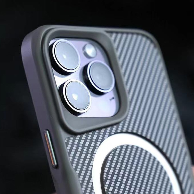 Купить TPU+PC чехол Metal Buttons with Magnetic Safe Carbon Ring для Apple iPhone 16 Pro (6.3") (Серый) на vchehle.ua