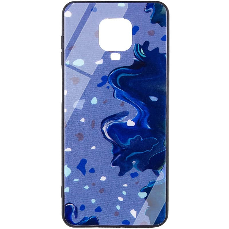 TPU+Glass чехол Diversity для Xiaomi Redmi Note 9s / Note 9 Pro / Note 9 Pro Max (Stains blue)