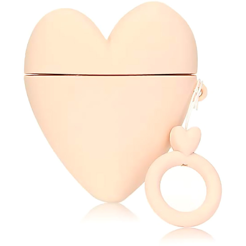 Силиконовый футляр Lucky Heart series для наушников AirPods 1/2 + кольцо (Розовый)