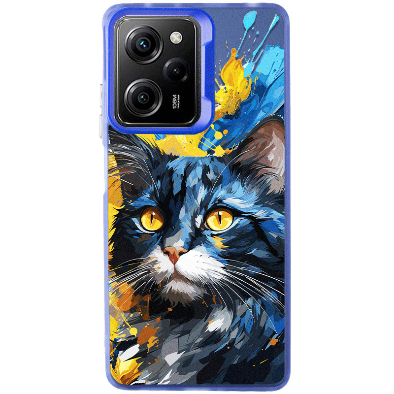 TPU+PC чехол TakiTaki Magic glow для Xiaomi Poco X5 Pro 5G / Redmi Note 12 Pro 5G (Cat / Blue)