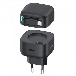 СЗУ Usams US-CC202 GaN With Type-C Magnetic Retractable Cable Module XMF Ser. 35W (2USB-C)