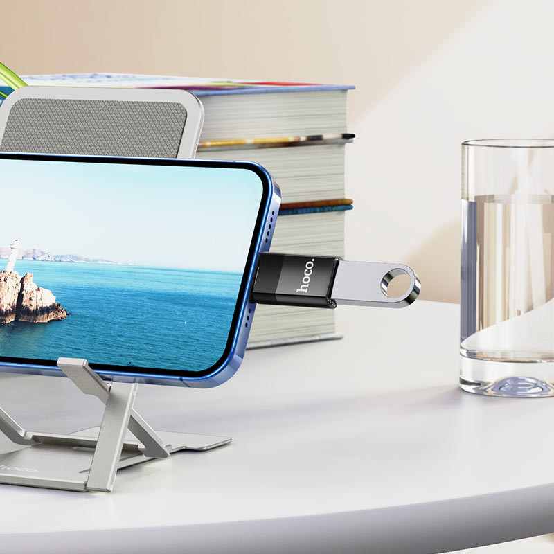 Купить Уценка Переходник Hoco UA17 Lightning Male to USB Female USB2.0 (Вскрытая упаковка / Черный) на vchehle.ua