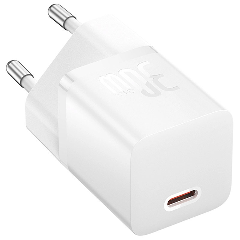 Купити МЗП Baseus GaN5 Fast Charger (mini) 30W (1USB-C) + кабель Type-C to Type-C (P10110902) (Moon White) на vchehle.ua