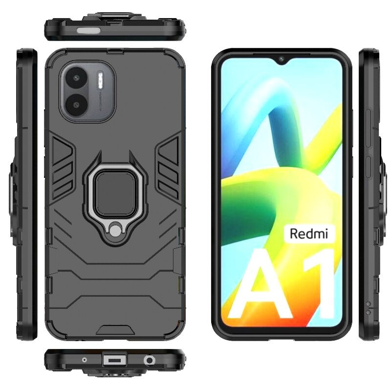 Ударопрочный чехол Transformer Ring for Magnet для Xiaomi Redmi A1 / A2 (Черный / Soul Black) в магазине vchehle.ua