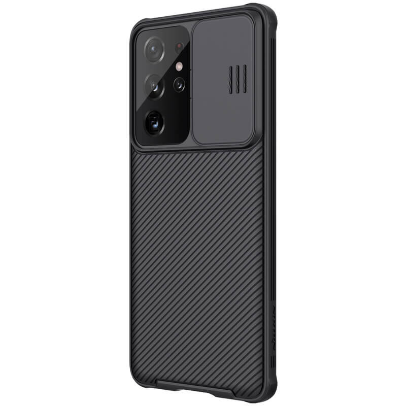 Фото Карбонова накладка Nillkin Camshield (шторка на камеру) на Samsung Galaxy S21 Ultra (Чорний / Black) в маназині vchehle.ua