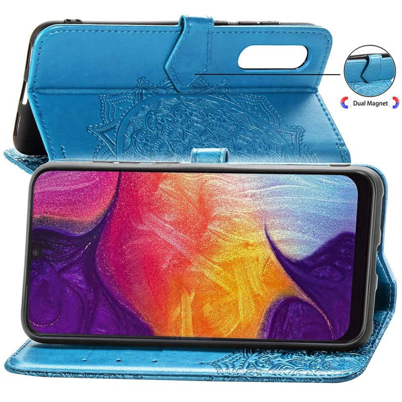 Фото Шкіряний чохол-книжка Art Case з візитницею на Samsung Galaxy A70 (A705F) (Синій) на vchehle.ua