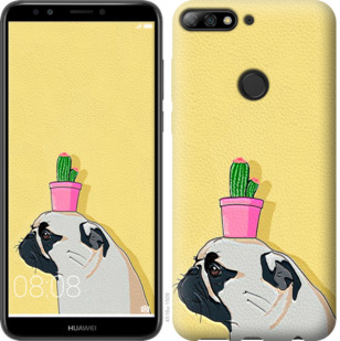 

Чехол Мопс с кактусом для Honor 7C pro 795821