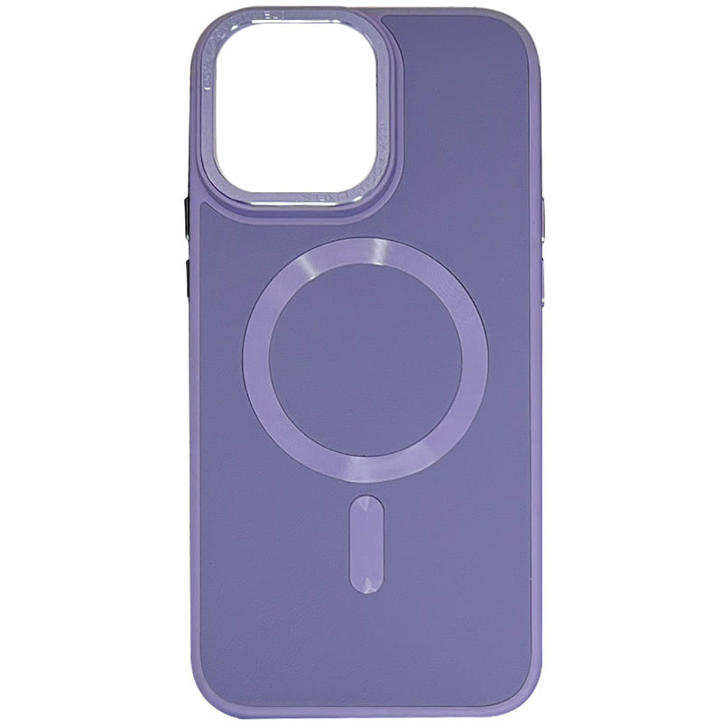 Кожаный чехол Bonbon Leather Metal Style with Magnetic Safe для Apple iPhone 15 (6.1") (Серый / Lavender)