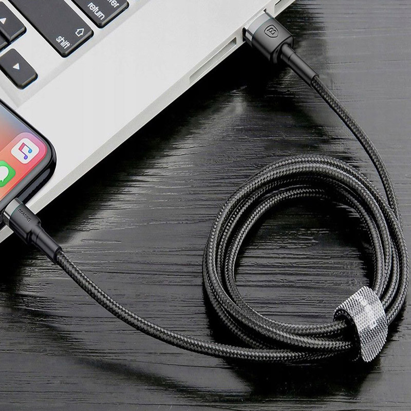 Дата кабель Baseus Cafule Lightning Cable 2.4A (0.5m) (CALKLF-A) (Сірий / Чорний) в магазині vchehle.ua
