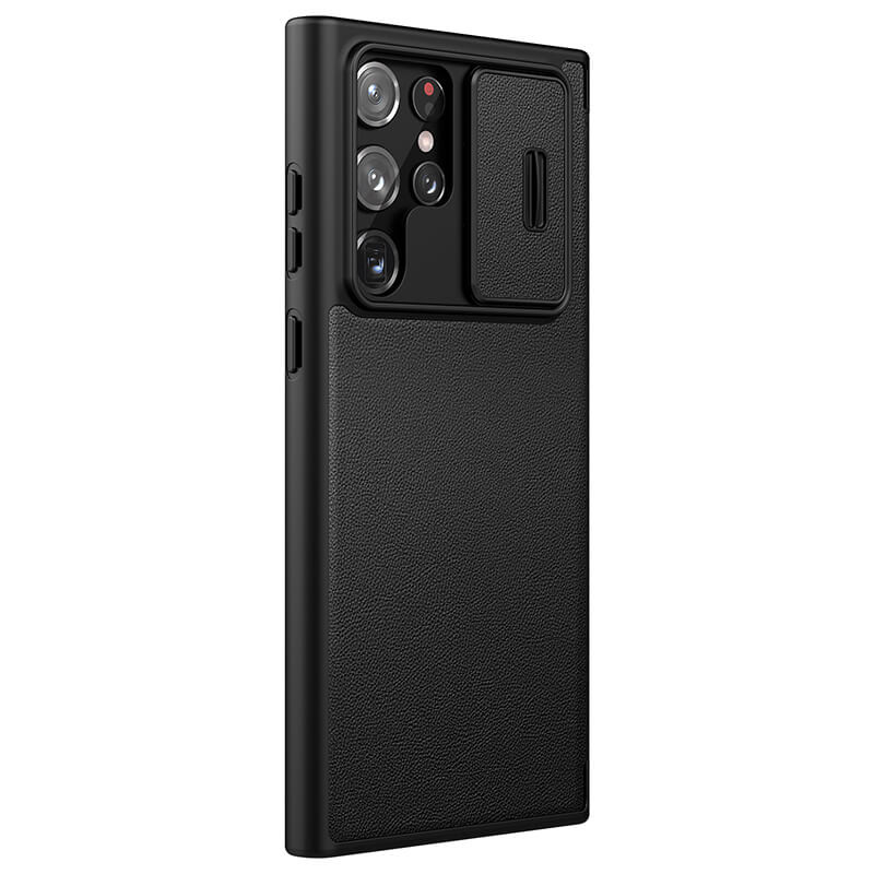 Кожаный чехол-книжка Nillkin Qin Pro Plain Camshield для Samsung Galaxy S22 Ultra (Черный) в магазине vchehle.ua