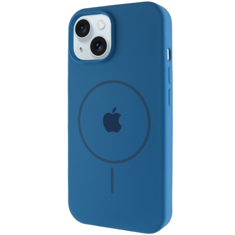Чохол Silicone Case Full Protective (AA) with Magnetic Safe на Apple iPhone 14 Plus (6.7") (Синій / Denim Blue)
