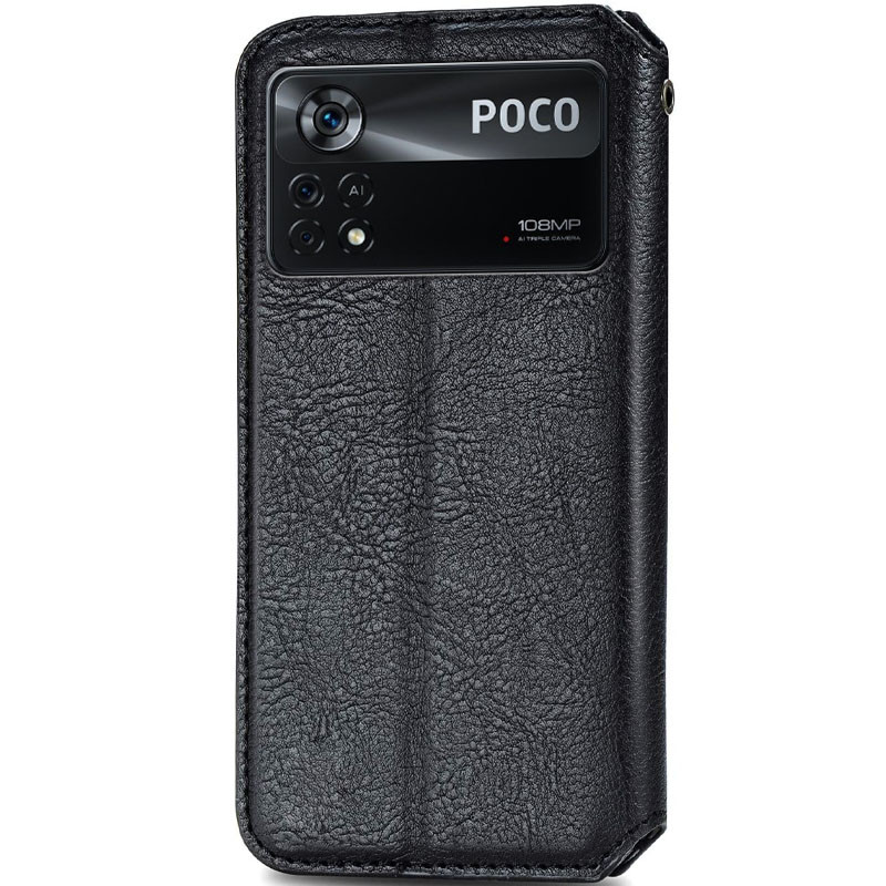 Фото Кожаный чехол книжка GETMAN Cubic (PU) для Xiaomi Poco X4 Pro 5G (Черный) на vchehle.ua