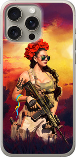 Чехол Украинка с оружием для iPhone 15 Pro Max