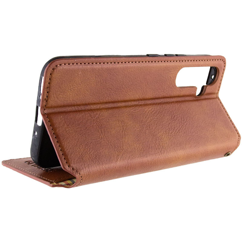 Купить Кожаный чехол-книжка GETMAN Cubic (PU) для Samsung Galaxy A36 5G / A56 5G (Коричневый) на vchehle.ua