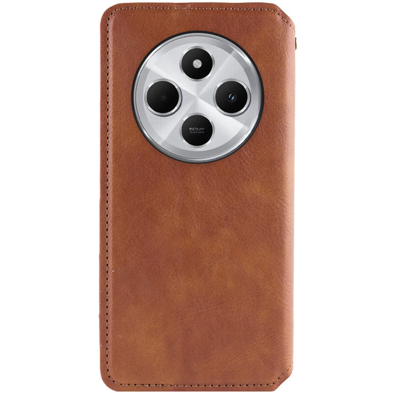 Фото Шкіряний чохол-книжка GETMAN Cubic (PU) на Xiaomi Redmi 14C / Poco C75 (Коричневий) на vchehle.ua
