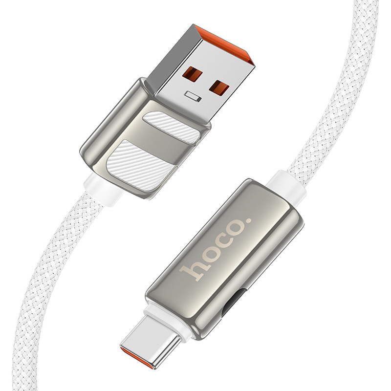 Фото Дата кабель Hoco U137 Line with display USB to Type-C 5A/66W (1.2m) (White) в маназині vchehle.ua