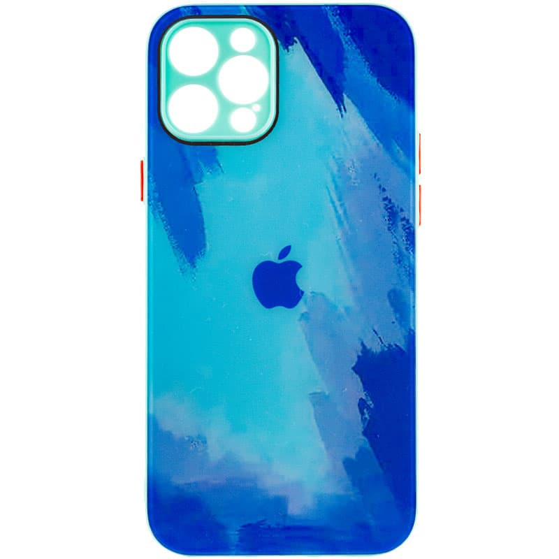 Чехол TPU+Glass Impasto abstract на Apple iPhone 12 Pro (6.1") (Blue)