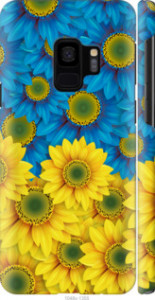 Чехол Жёлто-голубые цветы для Samsung Galaxy S9