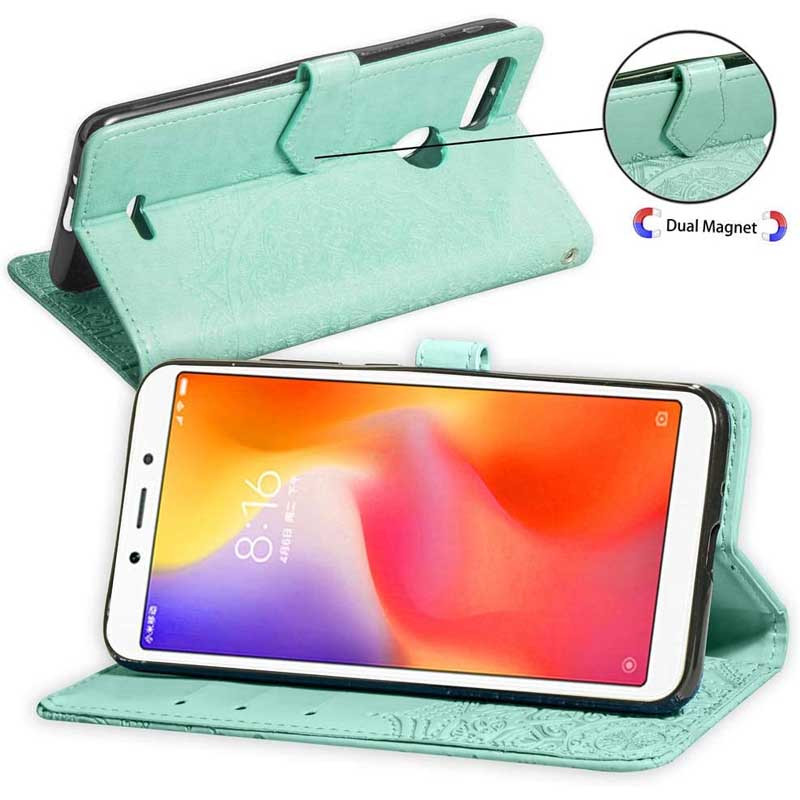 Кожаный чехол-книжка Art Case с визитницей для Xiaomi Redmi 6 (Бирюзовый) в магазине vchehle.ua