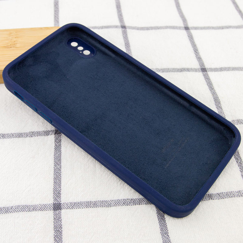 Фото Чехол Silicone Case Square Full Camera Protective (AA) NOLOGO для Apple iPhone X / XS (5.8") (Темно-синий / Midnight blue) в магазине vchehle.ua