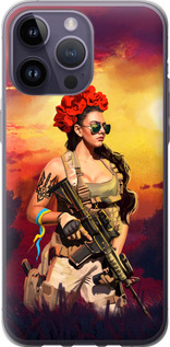 Чехол Украинка с оружием для iPhone 14 Pro Max