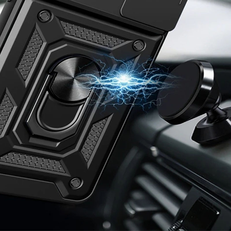 Ударопрочный чехол Camshield Serge Ring для Xiaomi Redmi Note 13 Pro+ (Черный) в магазине vchehle.ua