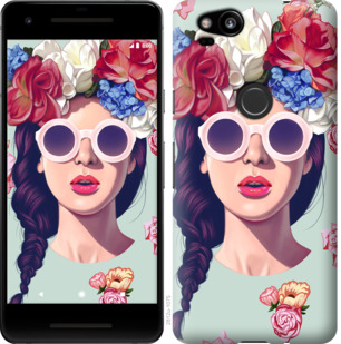 

Чохол Дівчина з квітами на Google Pixel 2 778742