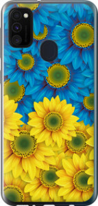 Чехол Жёлто-голубые цветы для Samsung Galaxy M21 M215F