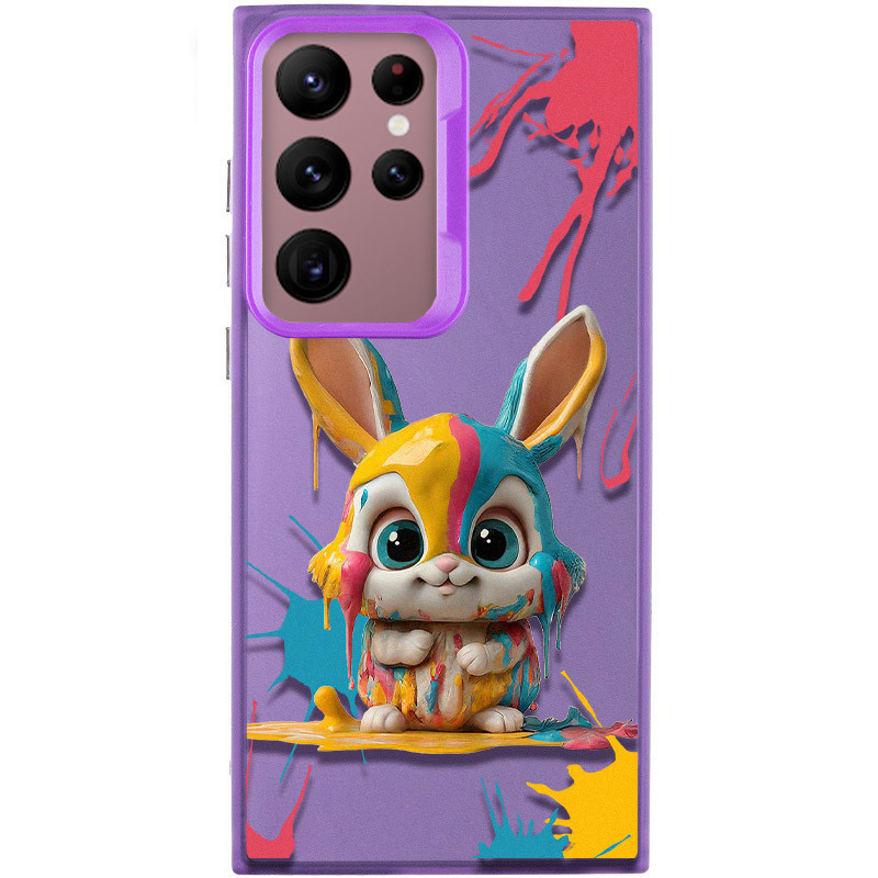 TPU+PC чохол TakiTaki Graffiti magic glow на Samsung Galaxy S23 Ultra (Funny bunny / Purple)