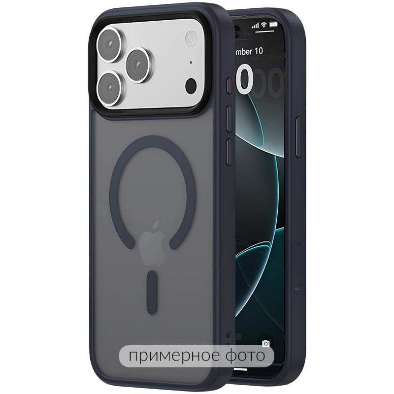TPU+PC чохол Metal Buttons with Magnetic Safe Colorful на Apple iPhone 17 (6.3") (Синій / Navy Blue)