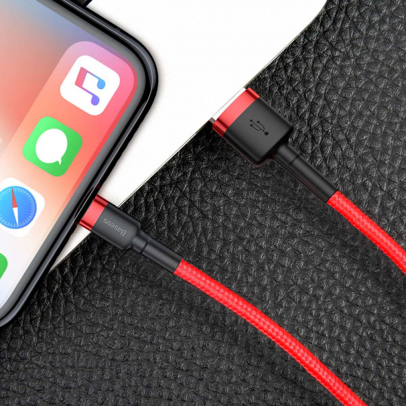 Купить Дата кабель Baseus Cafule Lightning Cable 2.4A (1m) (CALKLF-B) (Красный) на vchehle.ua