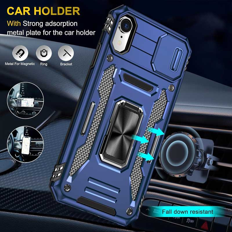 Фото Удароміцний чохол Camshield Army Ring на Apple iPhone XR (6.1") (Синій / Navy) в маназині vchehle.ua