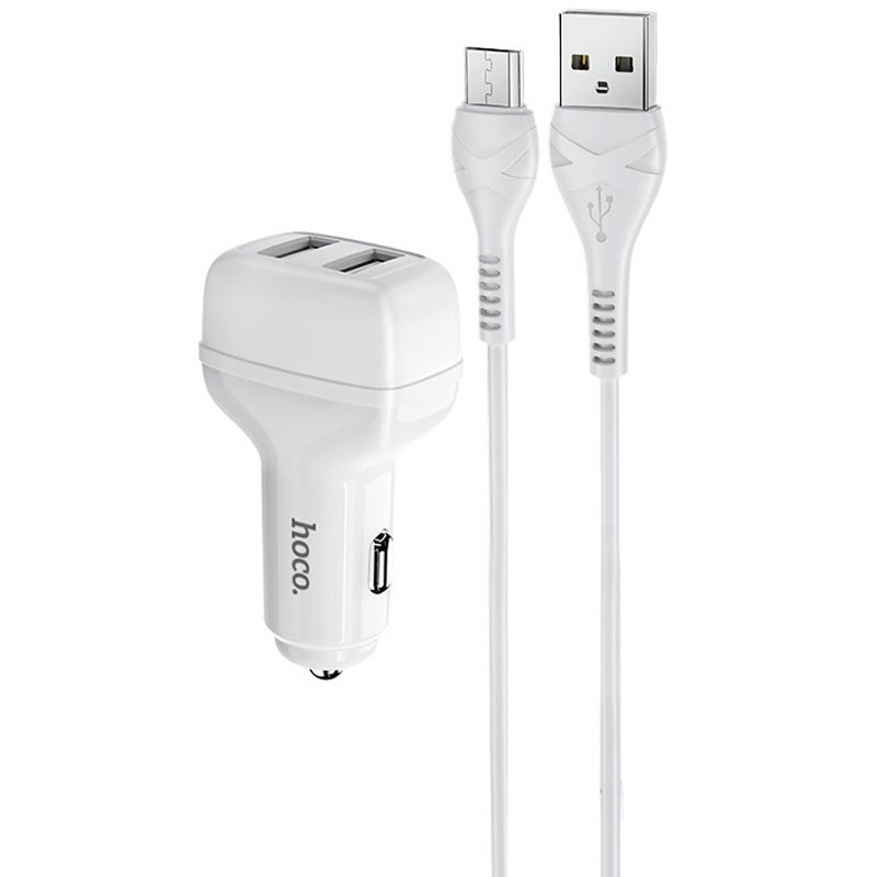 АЗУ Hoco Z36 Leader 2.4A (2USB-A) + кабель USB to MicroUSB (Белый)