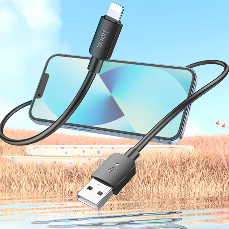 Купити Дата кабель Hoco X96 Hyper USB to Lightning 2.4A (1m) (Black) на vchehle.ua