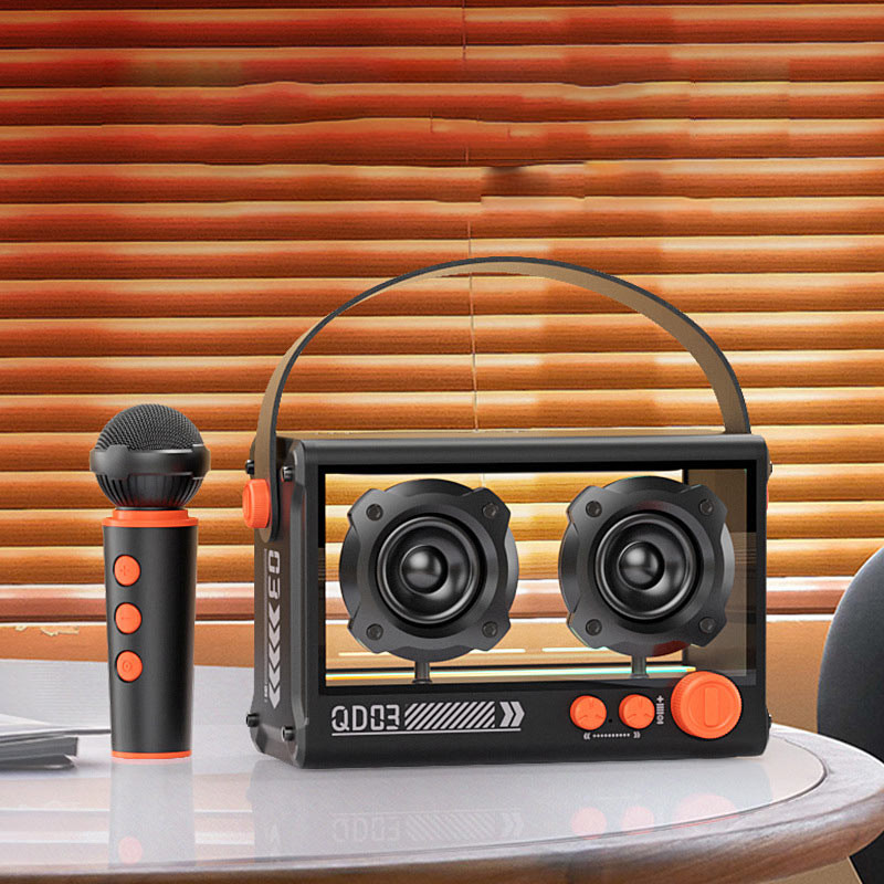 Фото Bluetooth колонка QD03 Transparent з мікрофоном (Black) в маназині vchehle.ua