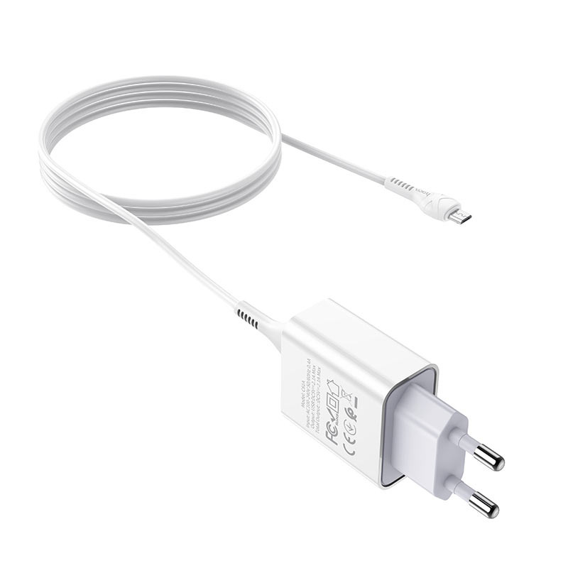 МЗП HOCO C81A (1USB/2.1A) + MicroUSB (Білий) в магазині vchehle.ua