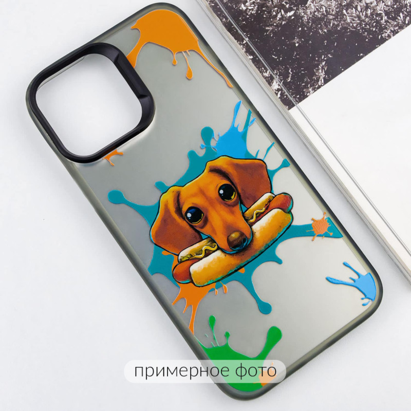 Фото TPU+PC чохол TakiTaki Graffiti magic glow на Samsung Galaxy A34 5G (Sausage dog / Black) в маназині vchehle.ua