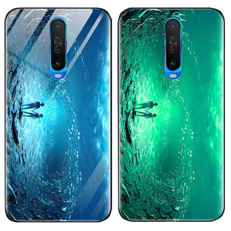 

TPU+Glass чохол світиться в темряві для Xiaomi Poco X2 (Під водою / Блакитний) 871572