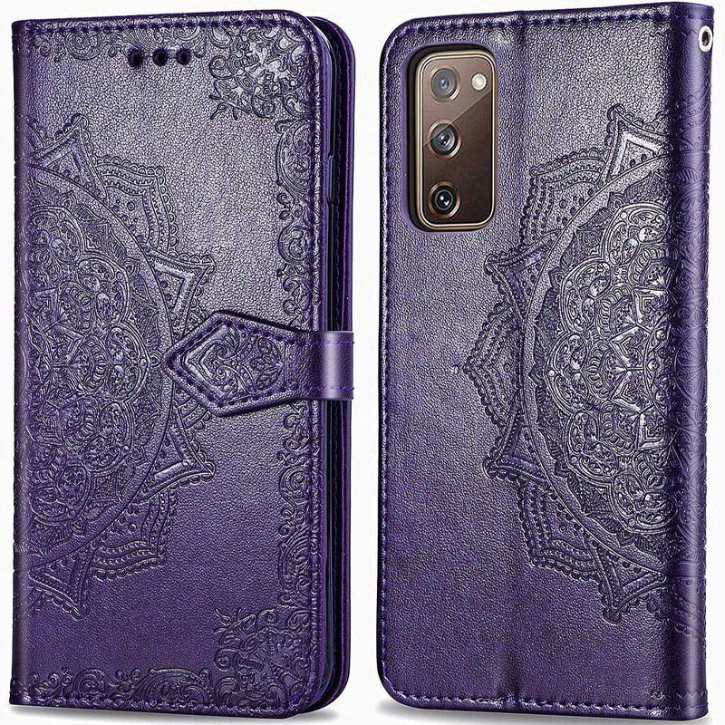 Фото Шкіряний чохол (книжка) Art Case з візитницею на Samsung Galaxy S20 FE (Фіолетовий) на vchehle.ua