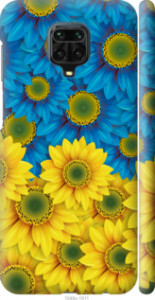 Чехол Жёлто-голубые цветы для Xiaomi Redmi Note 9 Pro