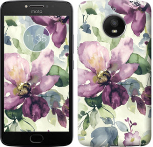 Чехол Цветы акварелью для Motorola Moto E4 Plus