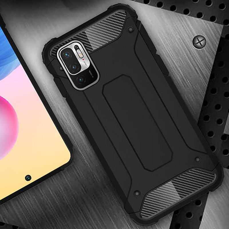 Фото Бронированный противоударный TPU+PC чехол Immortal для Xiaomi Redmi Note 10 5G / Poco M3 Pro 5G (Черный) в магазине vchehle.ua