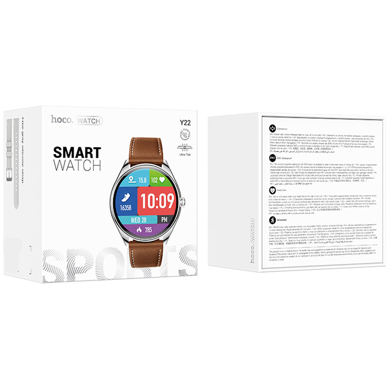 Купить Смарт-часы Hoco Smart Watch Y22 Amoled Smart sports watch (call version) (Silver) на vchehle.ua