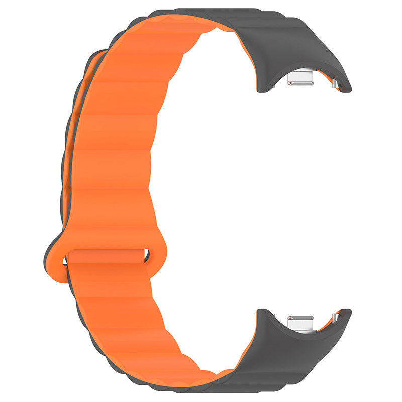 Фото Ремешок Dual-color Magnetic для Xiaomi Mi Band 9/8 (Gray / Orange) в магазине vchehle.ua
